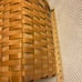 Vintage woven wooden country apple stair basket with wooden handles