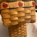 Vintage woven wooden country apple stair basket with wooden handles