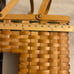 Vintage woven wooden country apple stair basket with wooden handles