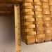 Vintage woven wooden country apple stair basket with wooden handles