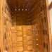 Vintage woven wooden country apple stair basket with wooden handles