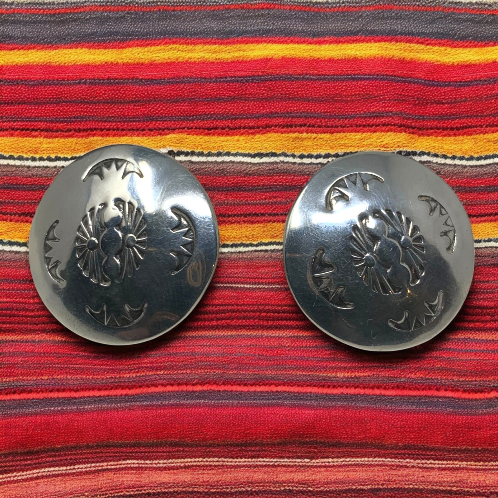 Southwest Native American Jolene Eustace JAE Sterling Silver 925 Button Earrings