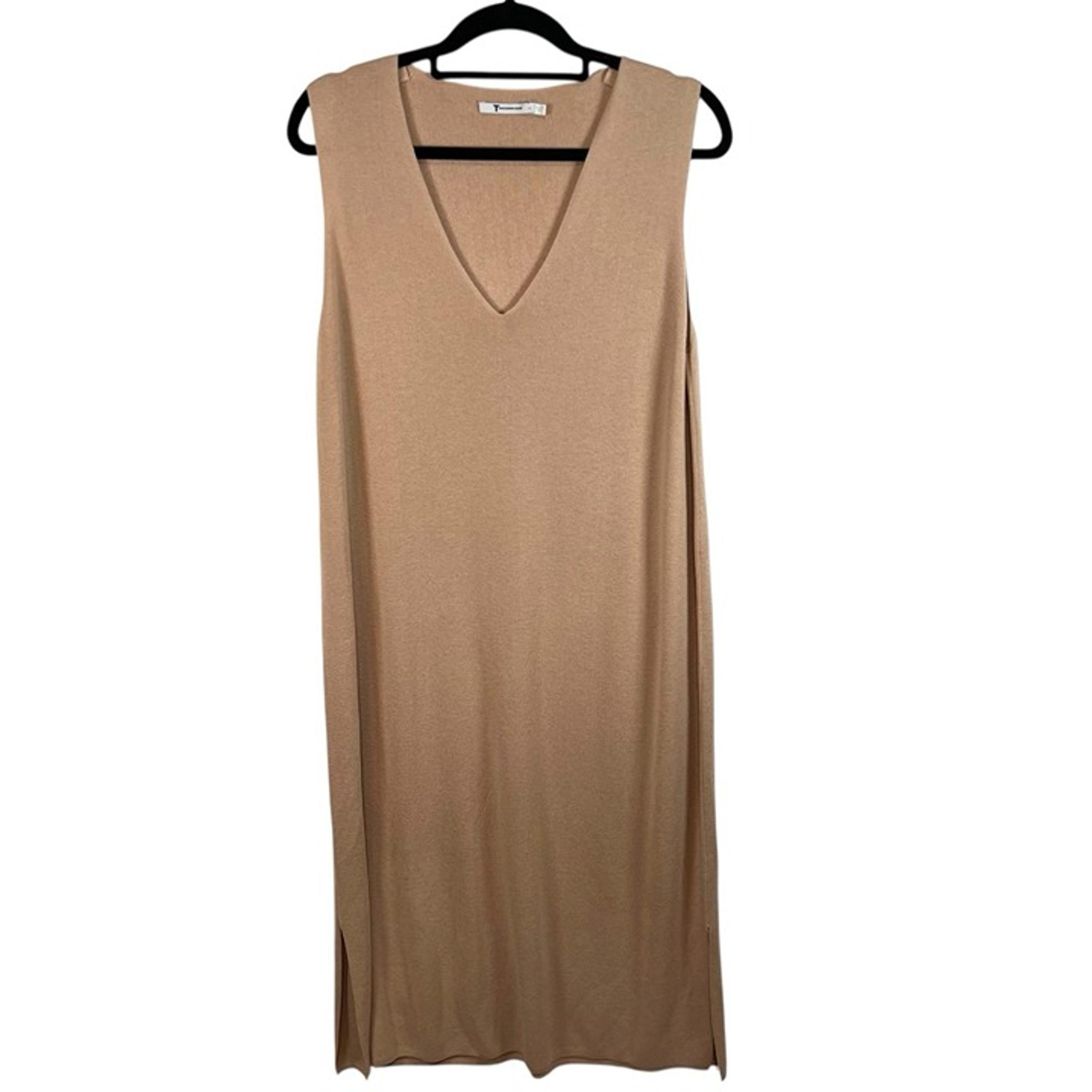 T By Alexander Wang Tan Maxi Knit Dress Women’s Size Large Designer Minimalist