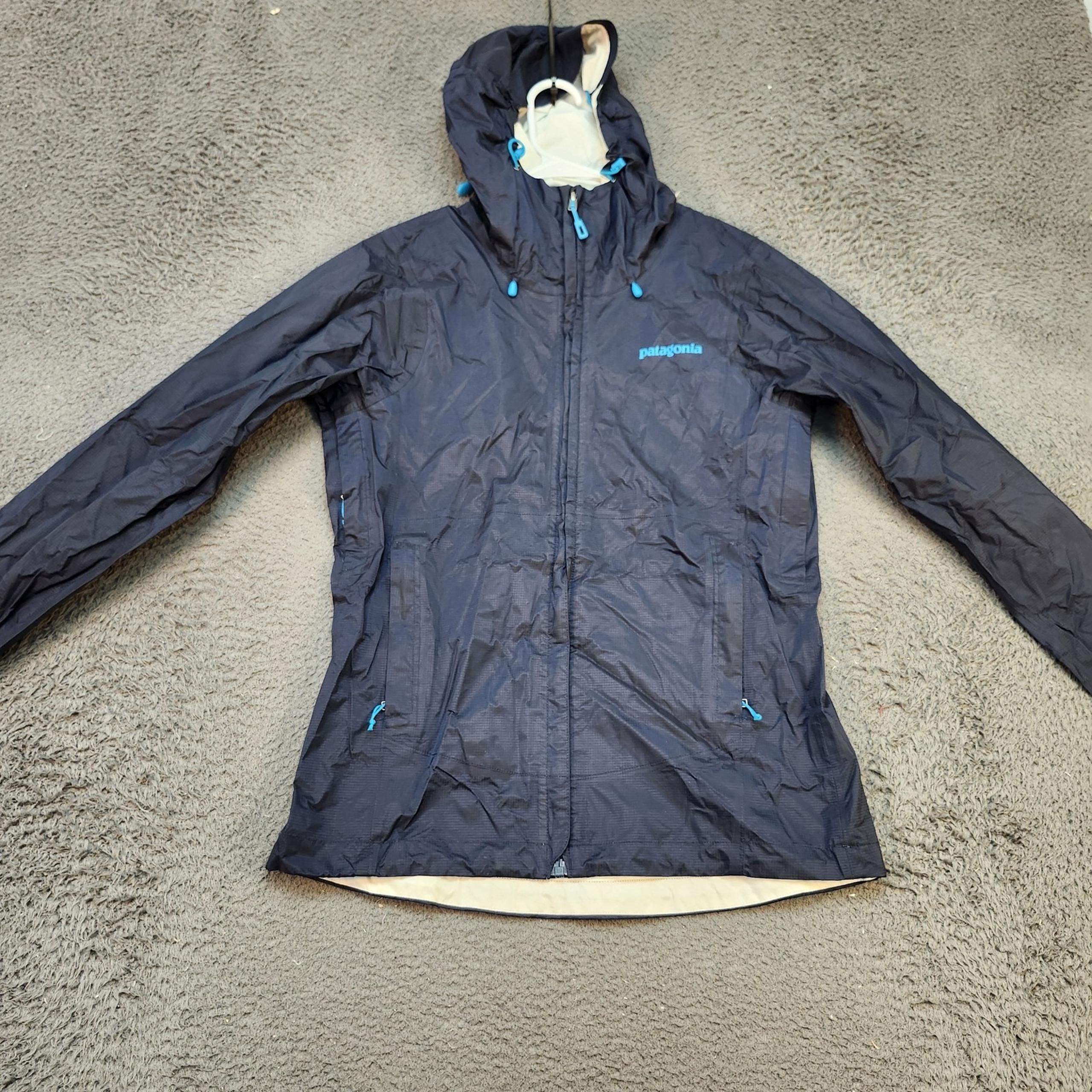 Patagonia Jacket Womens Small Navy Blue Hooded Lightweight Windbreaker Outdoors