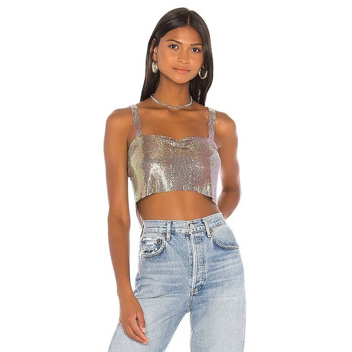 superdown Shana Chain Crop Top in Multi Small New Womens Chainmail Tank