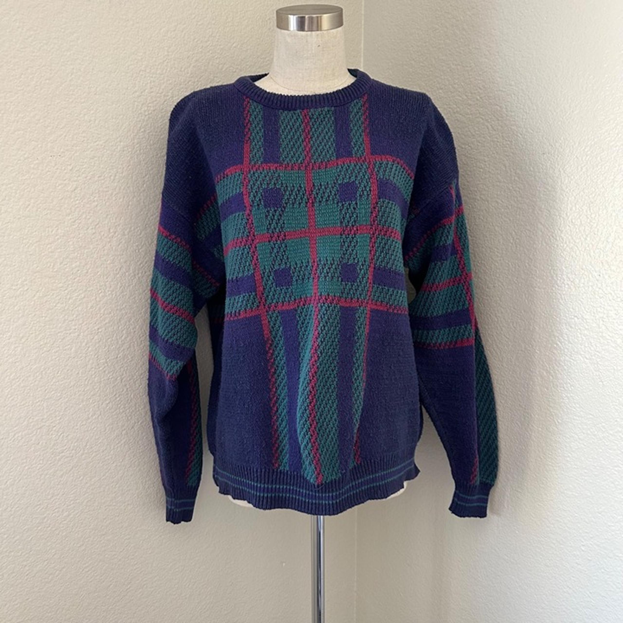 Ralph Lauren Chaps Vintage Rib Knit Sweater Crew Neck Long Sleeve Cotton Sz M