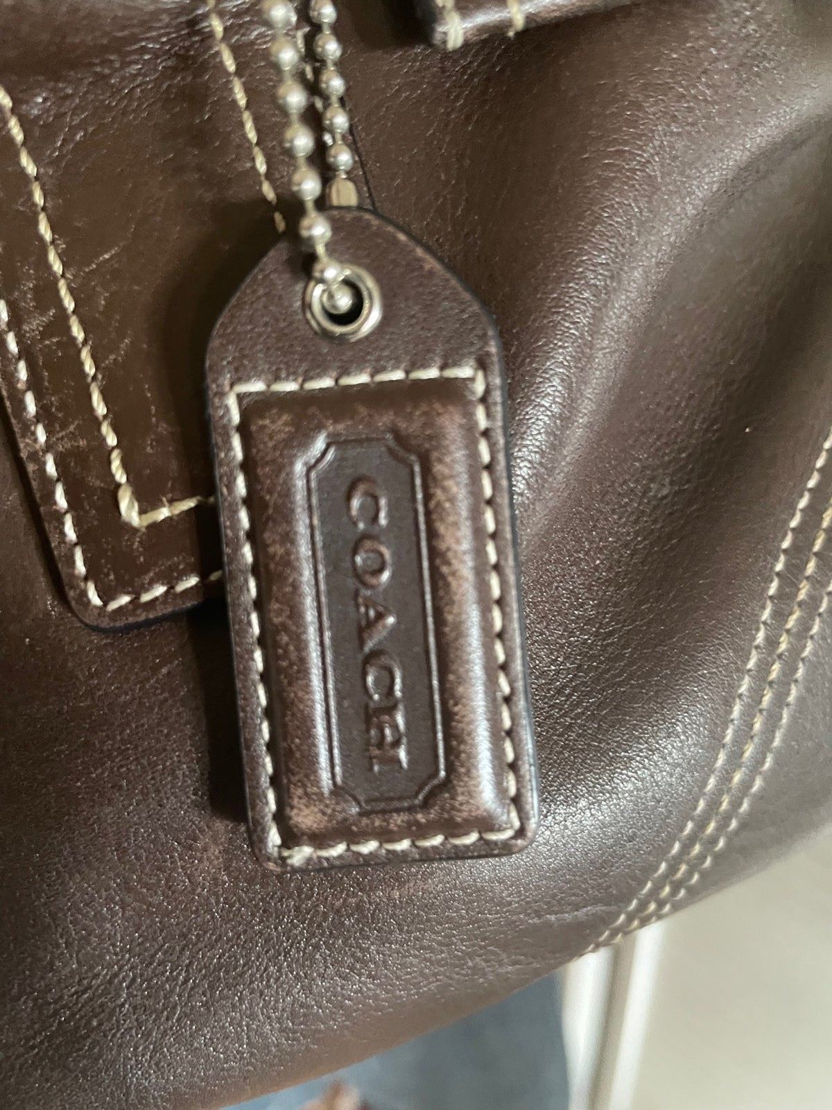 COACH HAMPTONS 8A11 Brown buy leather satchel Double Buckle purse