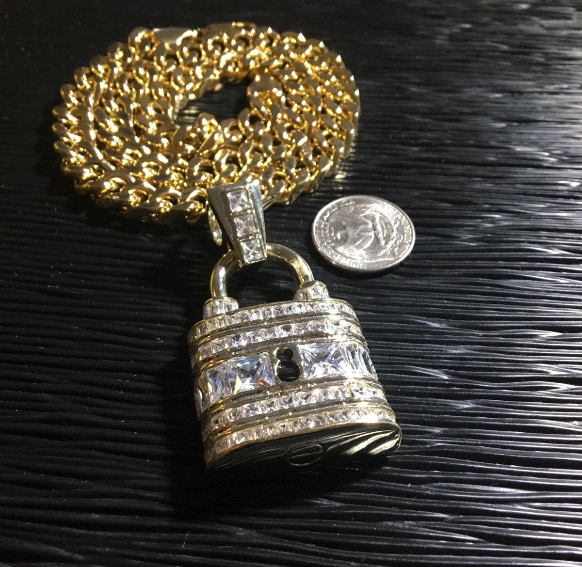14K Gold Plated Iced Out chain set