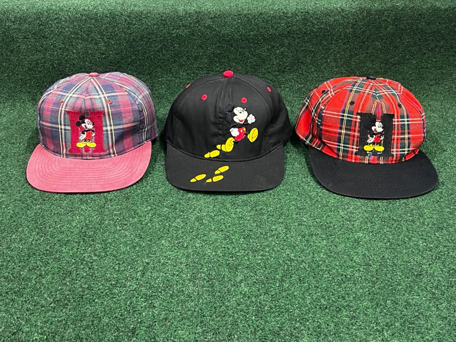 Lot of 3 90s Mickey Mouse Snapback Hats