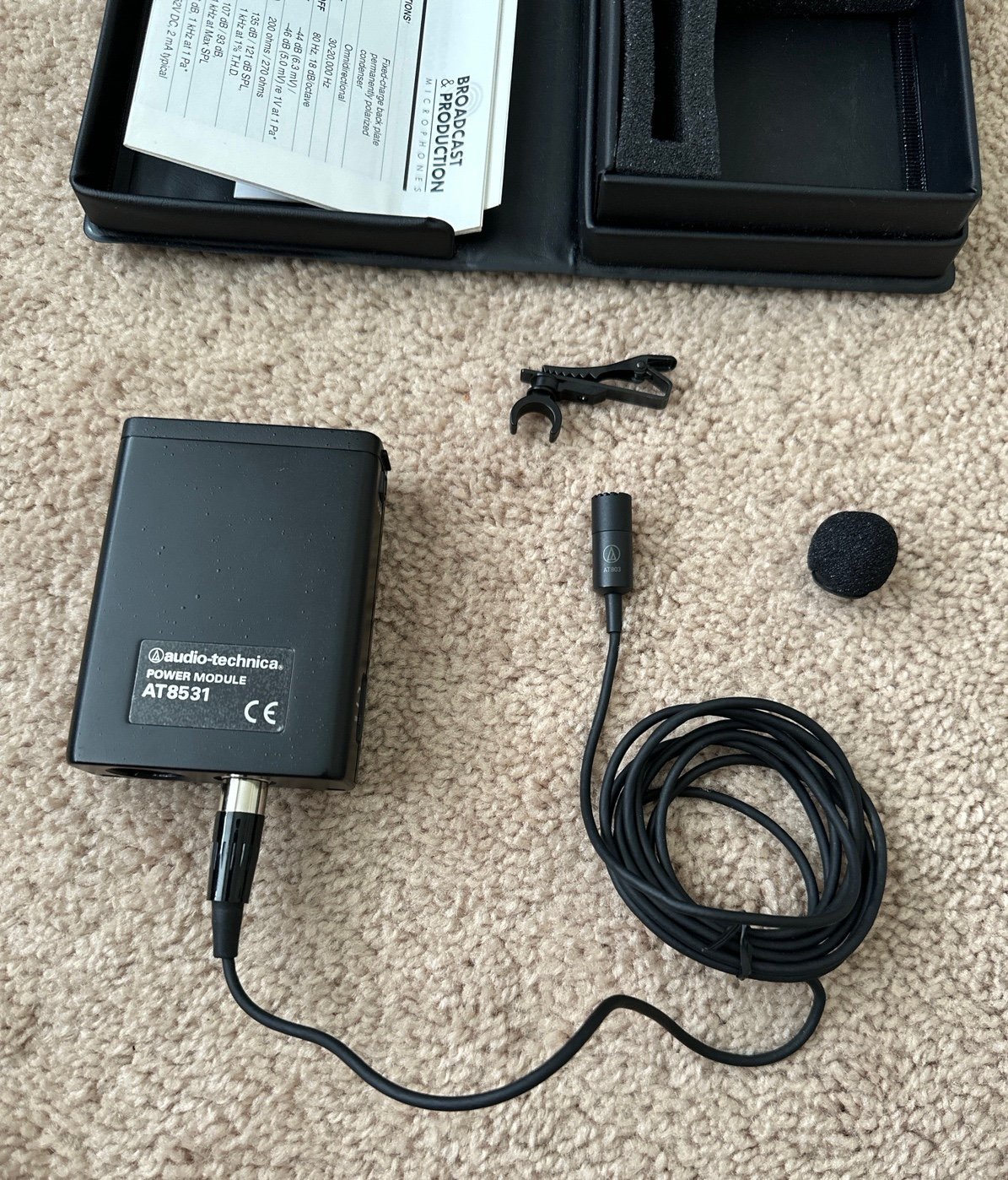 Audio-Technica AT803 Professional Omnidirectional Condenser Lavalier Microphone