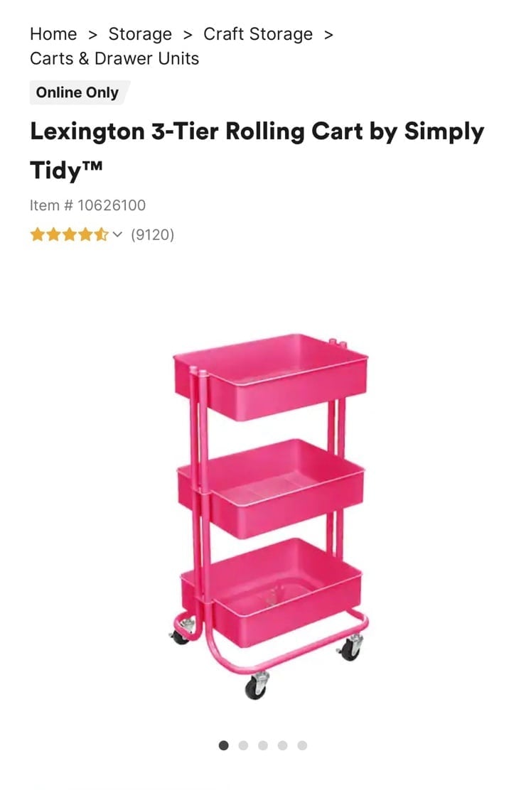 Lexington 3-Tier Rolling Cart by Simply Tidy
