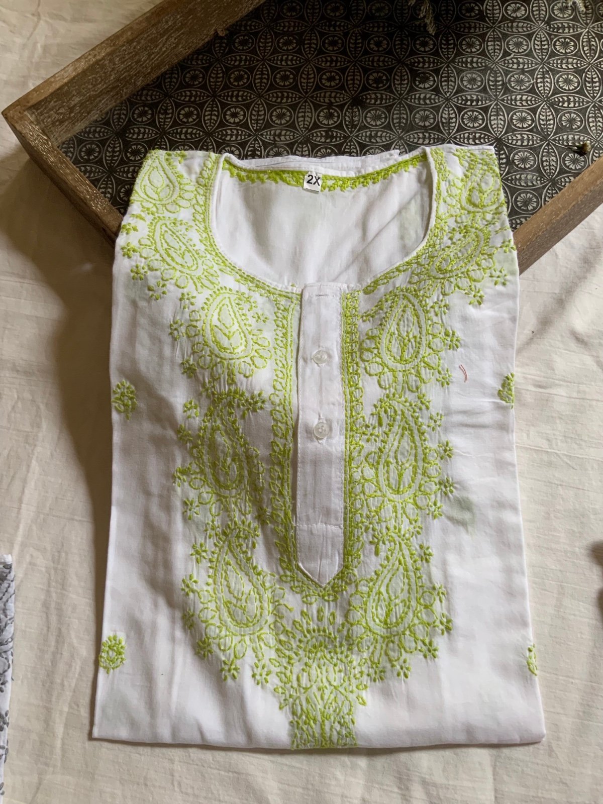 Tunic Kurta Woman’s Top Hand Embroidered 100% Cotton Paisely design