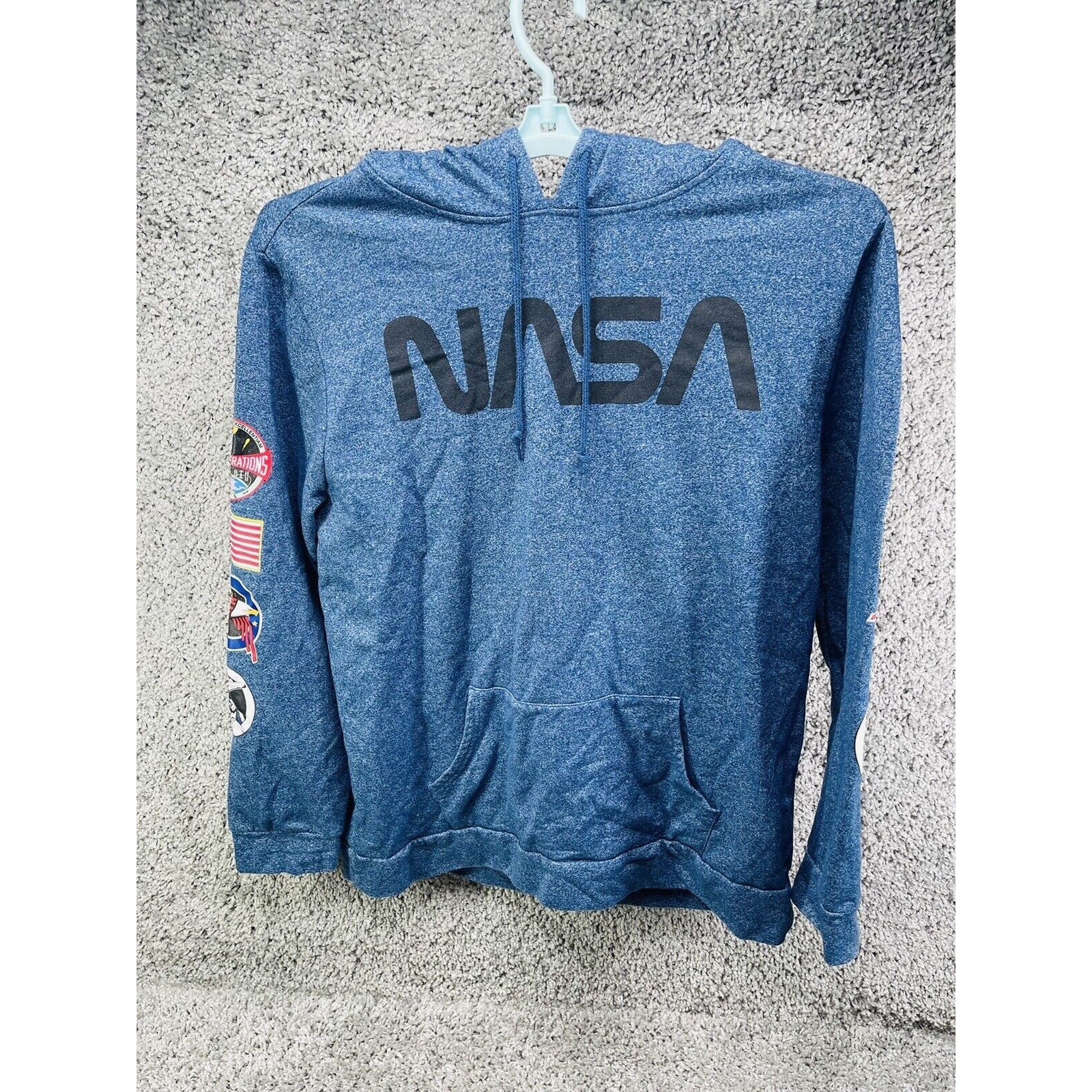 NASA Space Hoodie Blue Mens Size XXL Pullover Sweater Mission