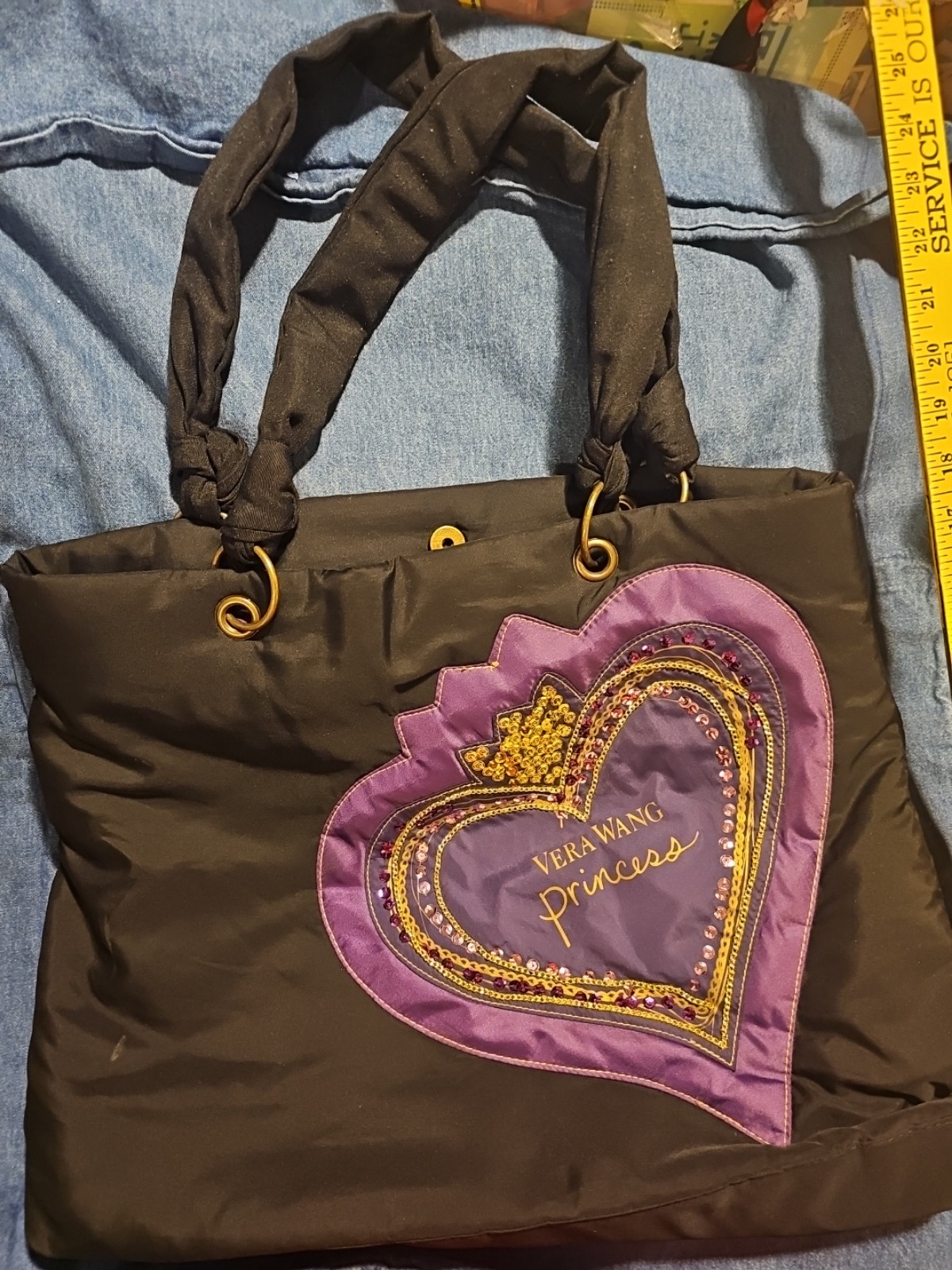 BagVera Wang Handbag Shoulder Tote Bag PRINCESS Sequin Bling Hobo Black Purple G