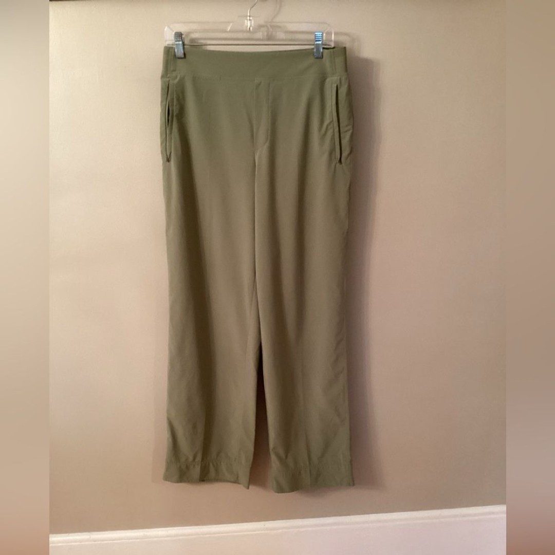 ATHLETA SIZE 10 EUCALYPTUS OLIVE GREEN BROOKLYN HEIGHTS HIGH RISE WIDE TROUSER