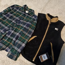 North Face Vest + Green Flannel