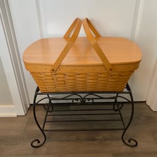 LONGABERGER HOSTESS TREASURES BASKET & WROUGHT IRON STAND COMBO