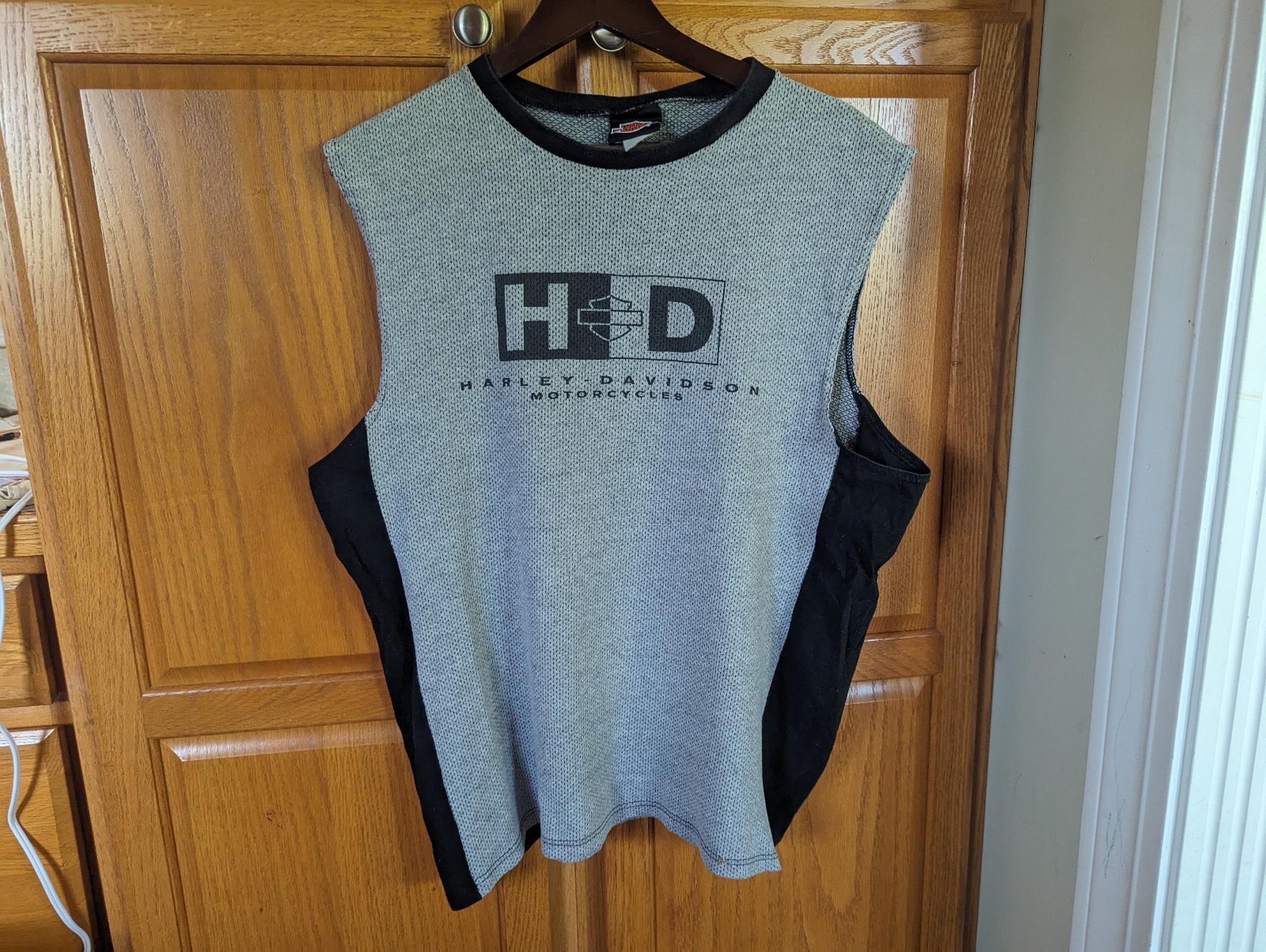 Y2K Harley Davidson Mesh Tank Top Men size L Large Gray Black Louisville Kentuck
