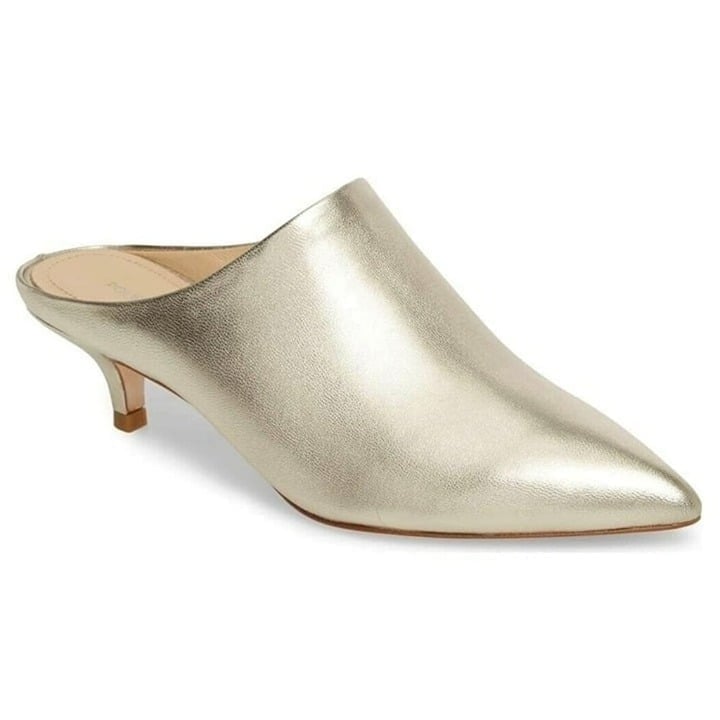 Pour La Victoire Women's Korrine Leather Heel Mules Champagne Size 7.5 MSRP 245