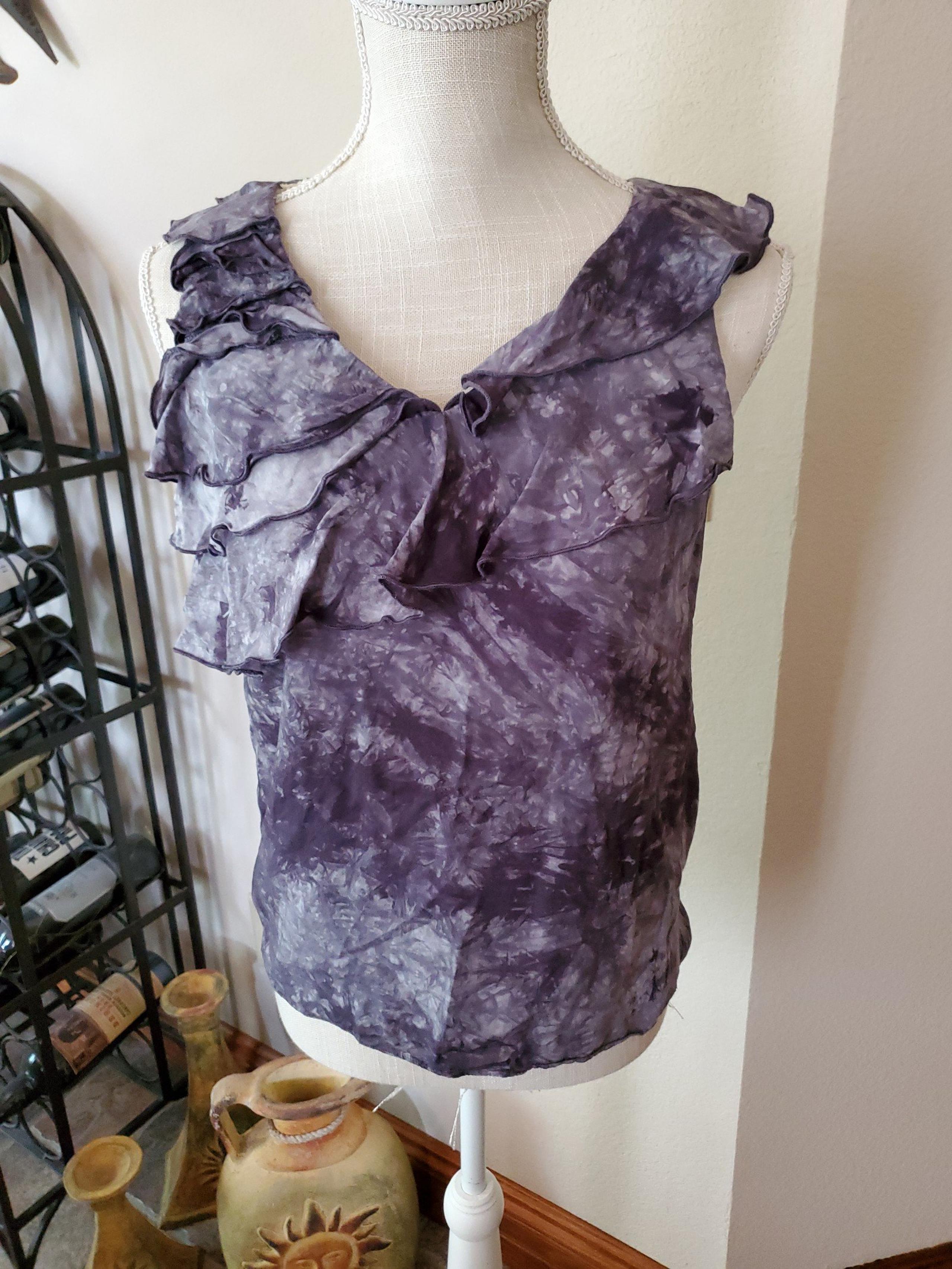 Purple & Grey Tie Dye Sleeveless Blouse