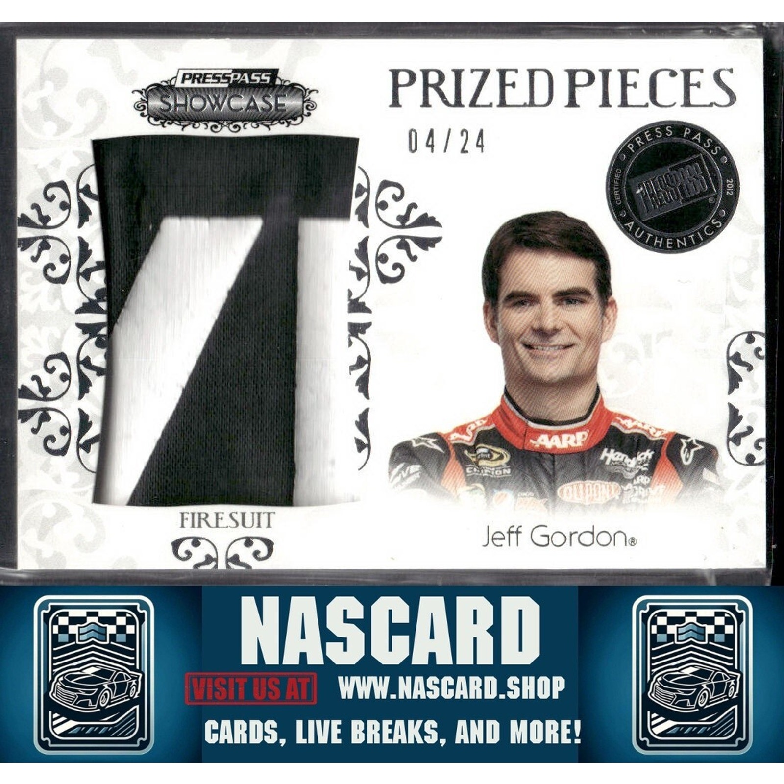 2012 Press Pass Showcase Prized Pieces Memorabilia Jeff Gordon #PP-JG /24 (MEM)