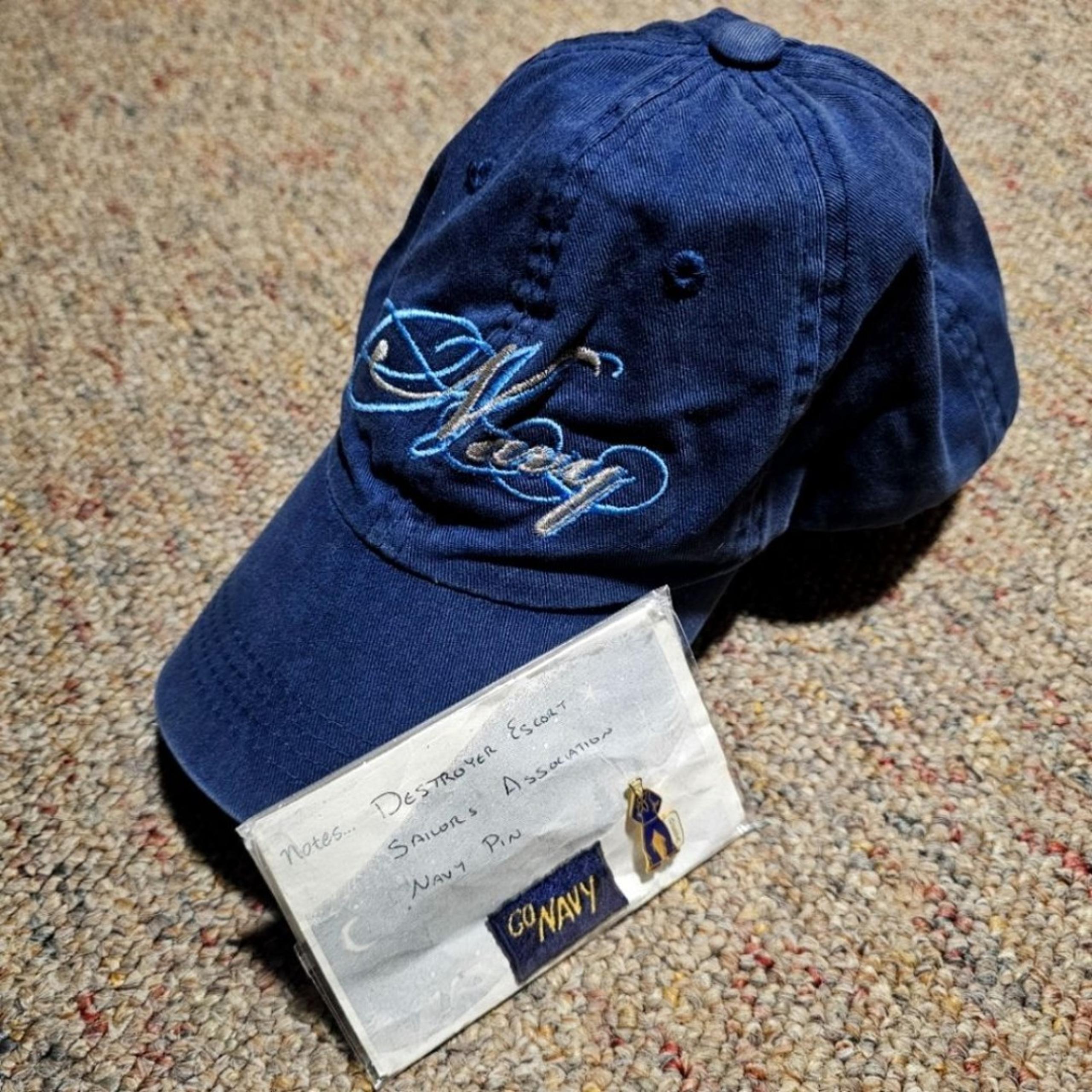 Navy Hype 3pc Lot Navy Baseball Cap Go Navy Patch & D.E.S.A. Sailor Lapel Pin