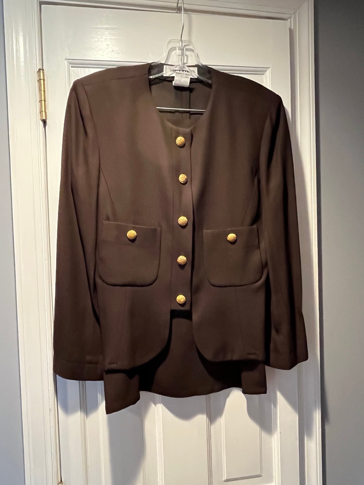 Women’s SONIA RYKIEL Brown Skirt & Blazer Suit Sz 38