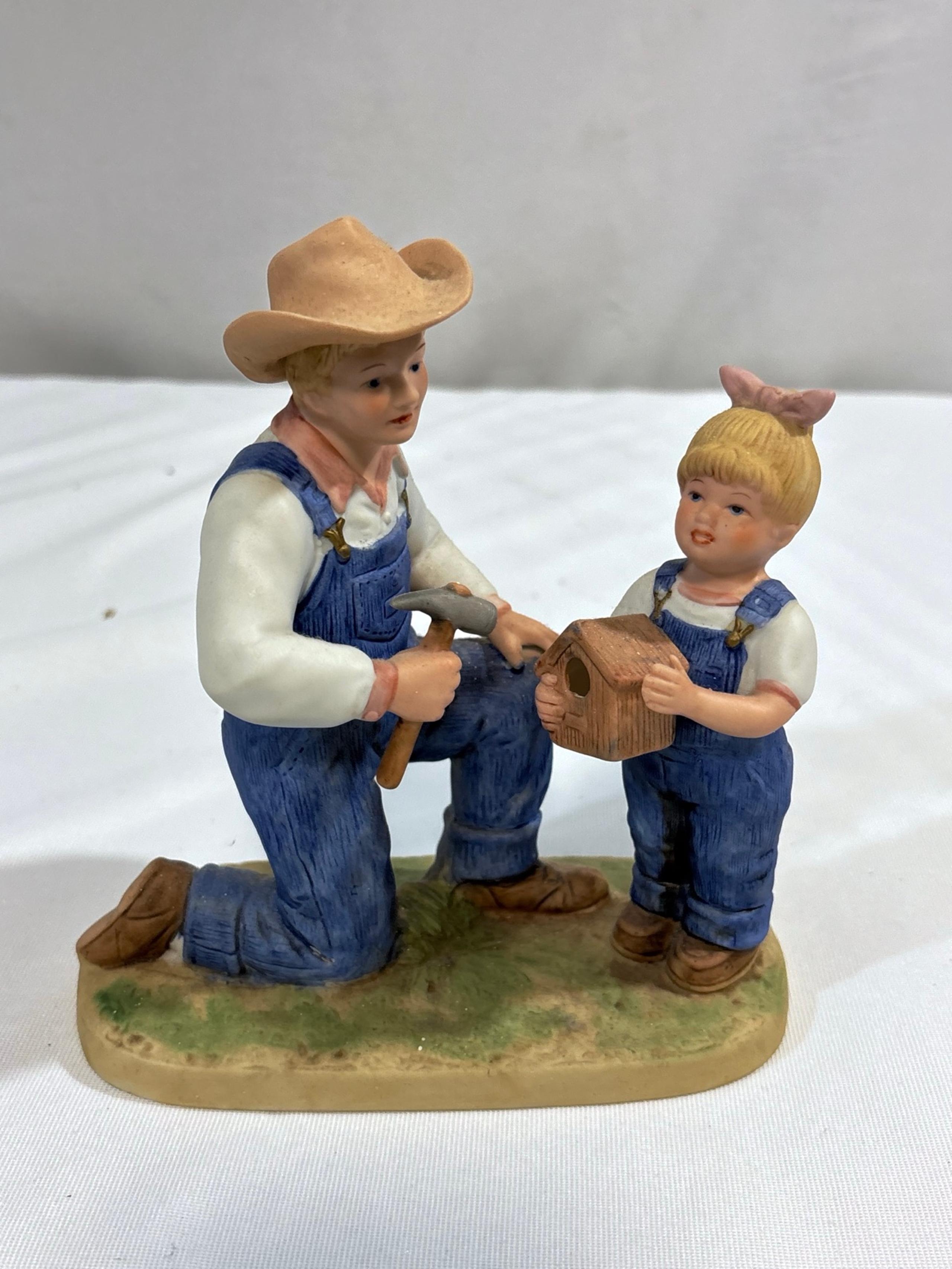 Home Interiors 1985 HOMCO Denim Days Figurine Debbie's Dad #1515 Debbie & Danny!