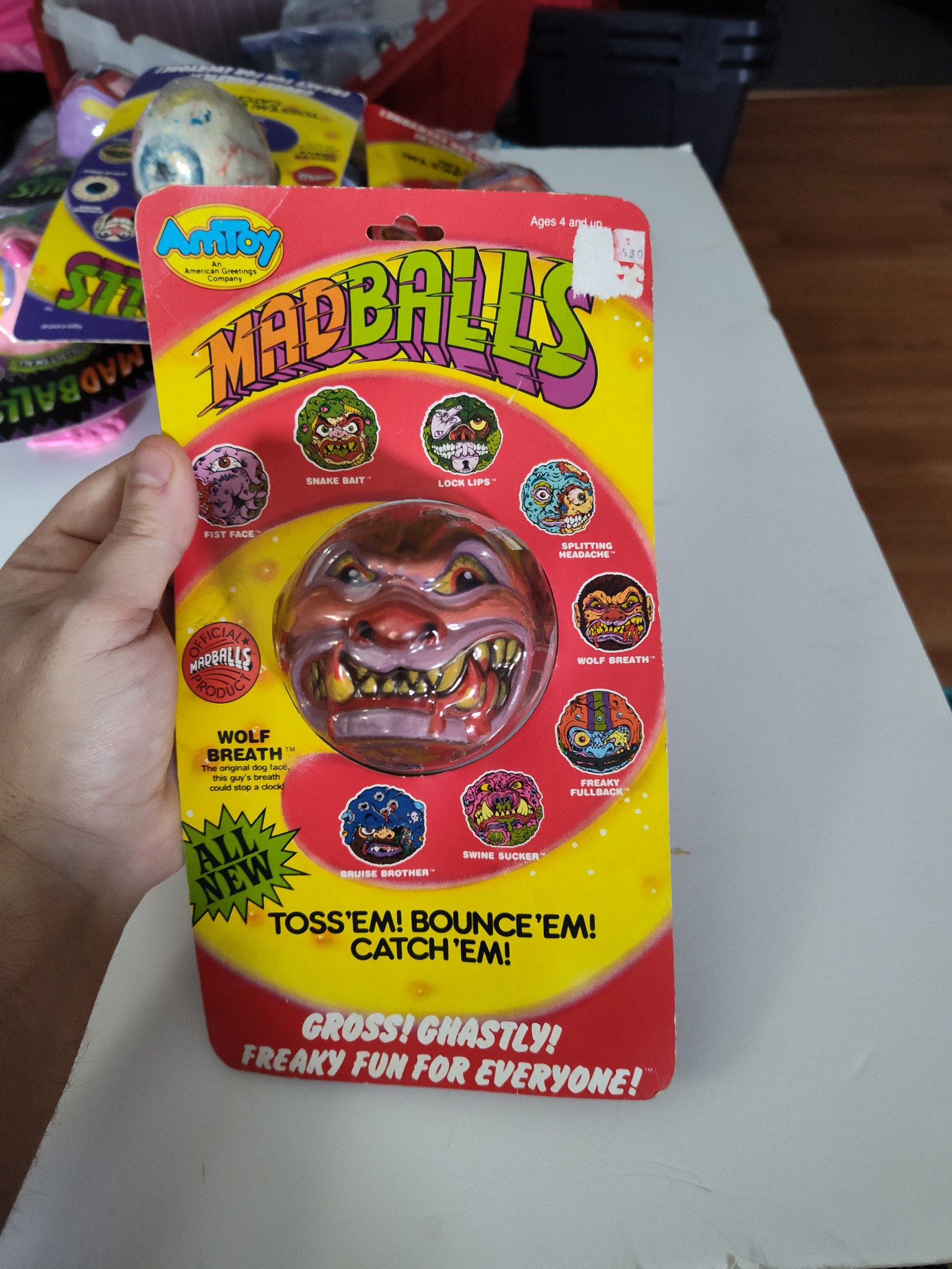 1986 Madballs Wolf Breath on card