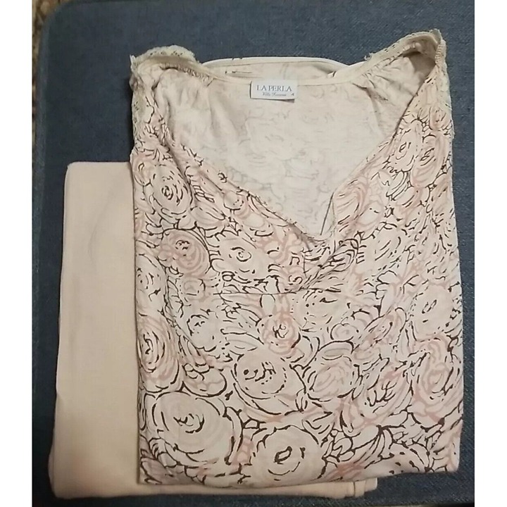 La Perla Womens Pajama Set Size L Pink Floral Super Soft