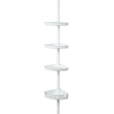 Pillar adjustable stretching shower rod cadder, 3 shelves, 60 -96