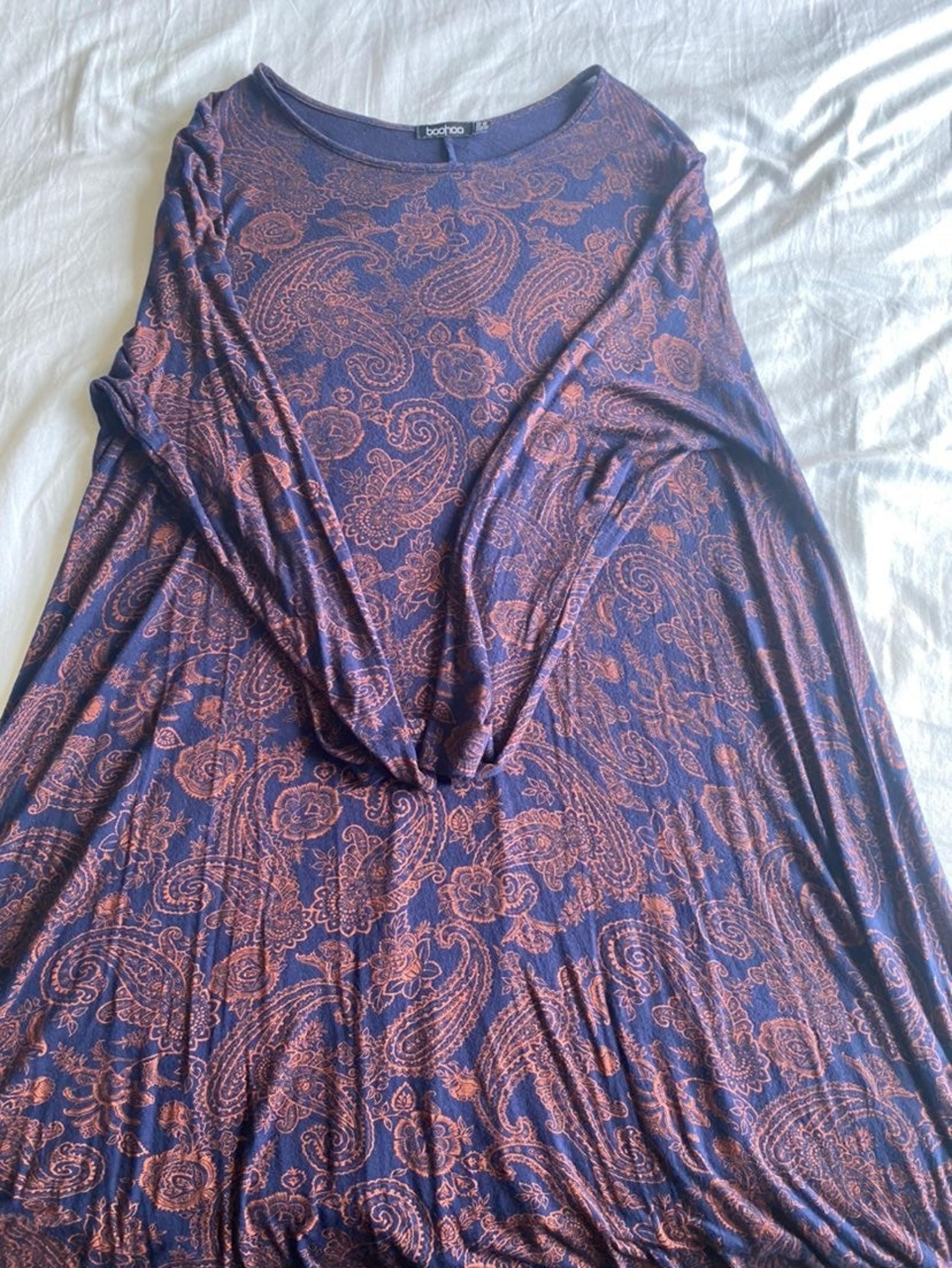 Blue and Orange Paisley Dress