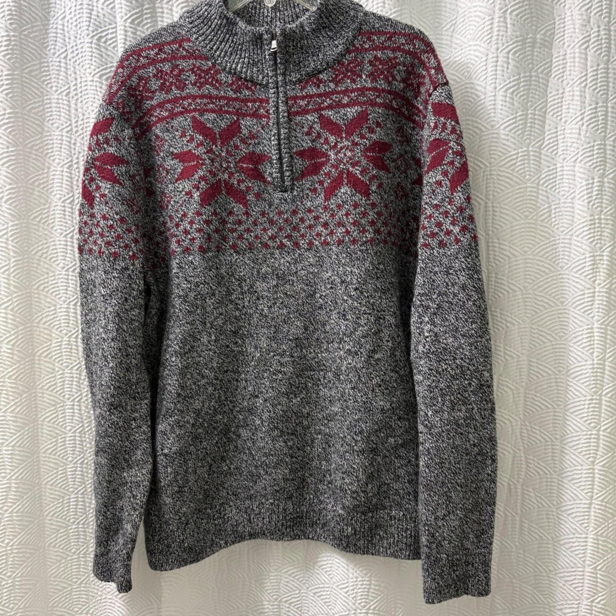 Croft & Barrow Sweater 1/4 Zip Pullover Snowflake Knit XXL