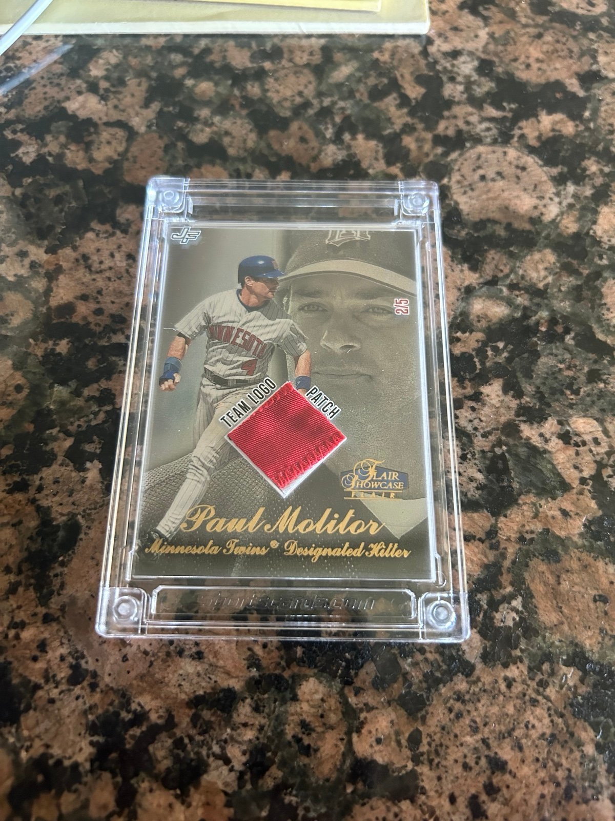 UBER RARE 2/5 Sealed Mint Paul Molitor 1997 Game Worn Twins Jersey Logo Patch