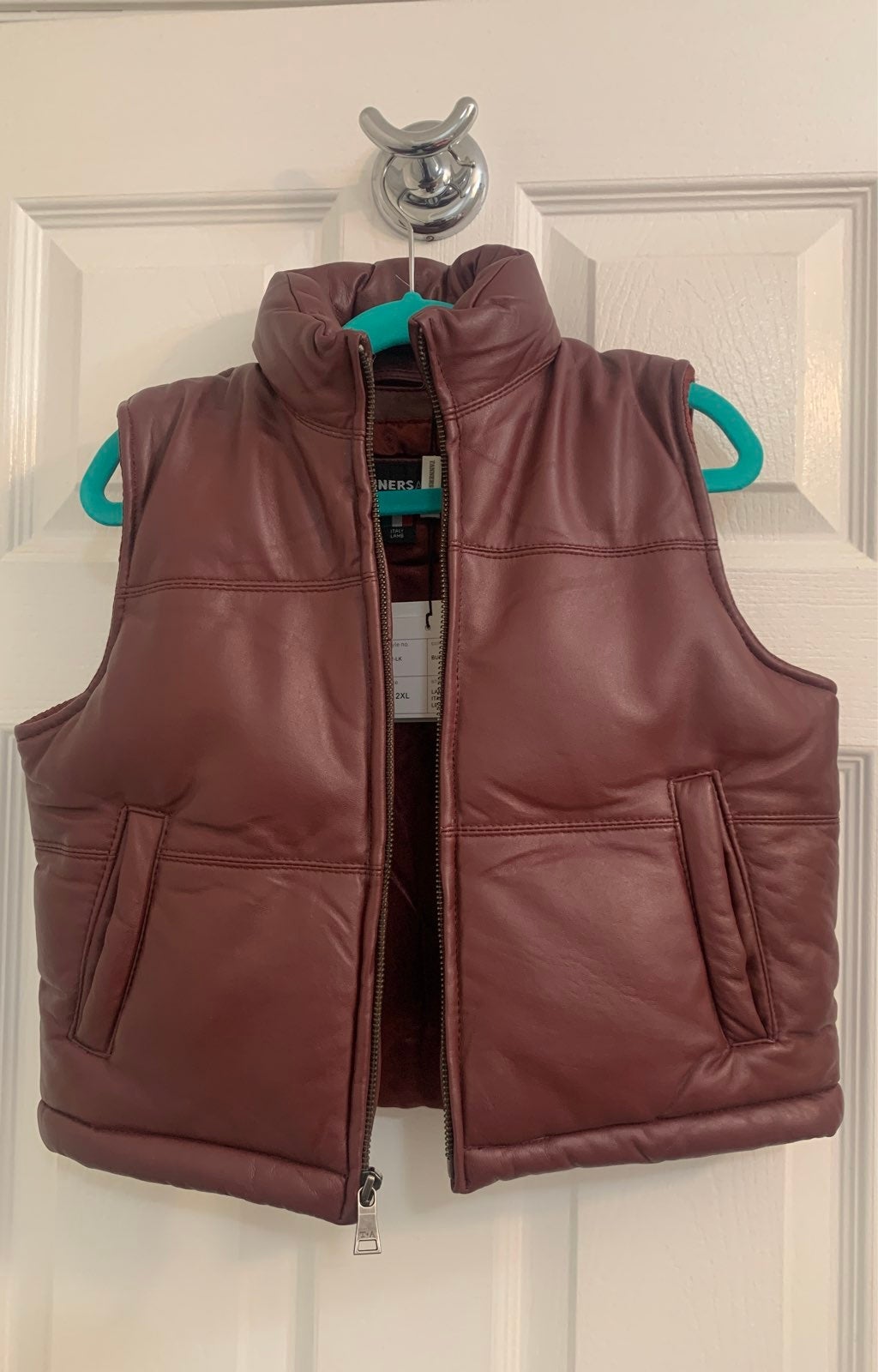 Genuine Leather Puffer Vest