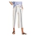 Anthropologie Shorebound Linen Pants Cream Tan Black Striped Cropped Wide Leg L