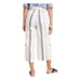 Anthropologie Shorebound Linen Pants Cream Tan Black Striped Cropped Wide Leg L
