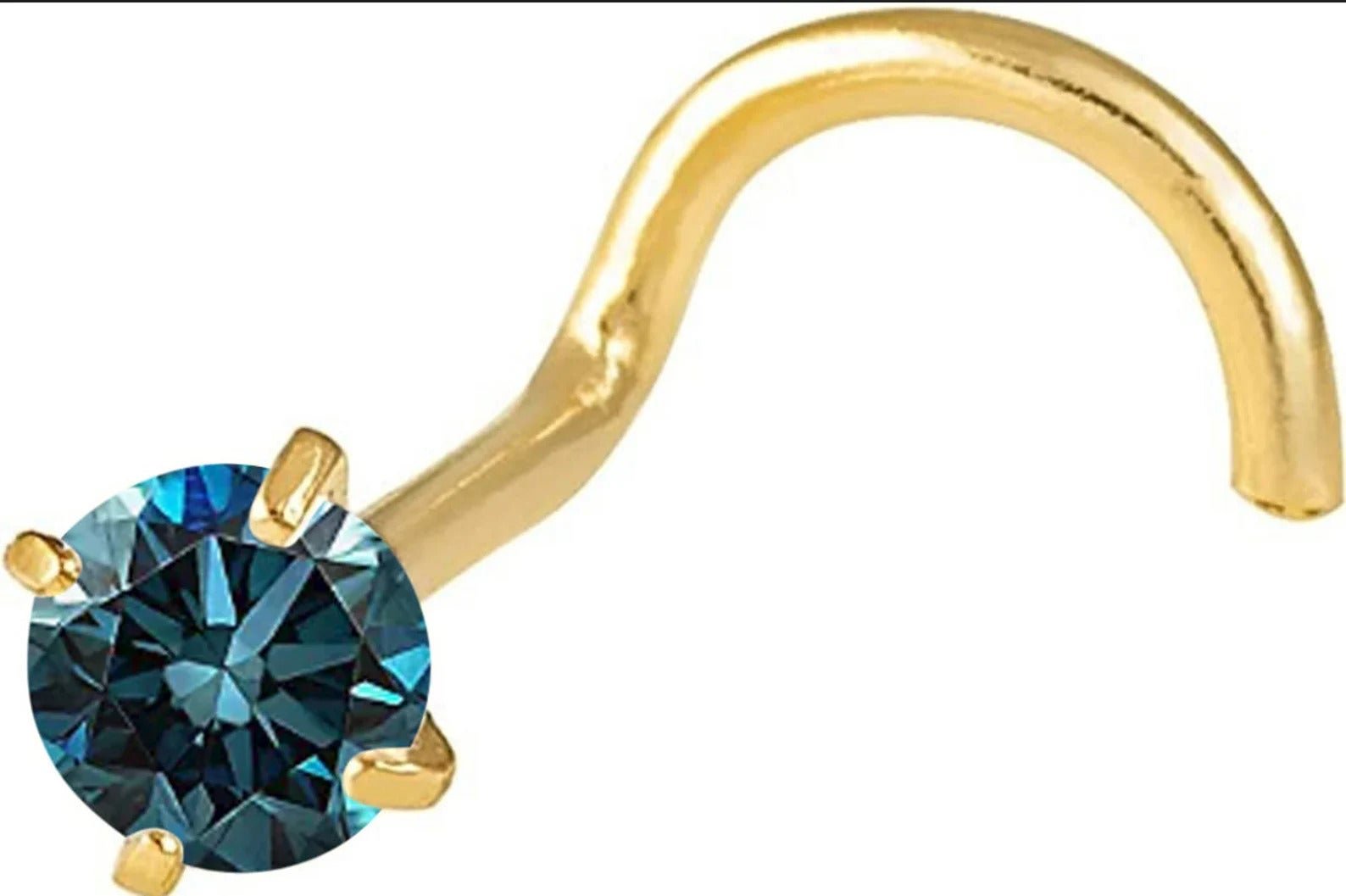 NATURAL blue diamond 2.50mm 14K gold.