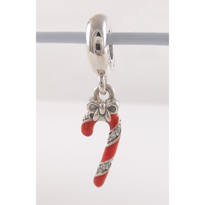 New! SPARKLING CANDY CANE Genuine PANDORA Red CHRISTMAS Dangle Charm 791382EN39