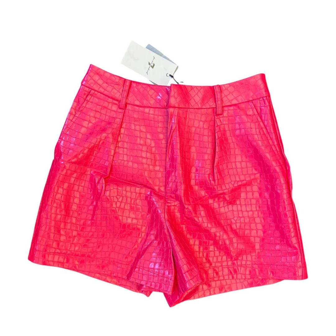 NWT 7 For All Mankind Shorts Womens Faux Patent Leather Crocodile Pink Size S
