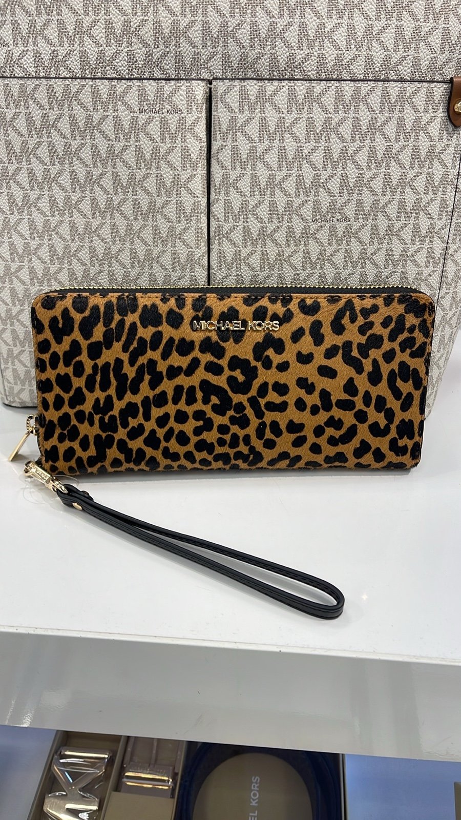 MICHAEL KORS Leather Large Continental Wristlet Phone Case Wallet Exotic Print