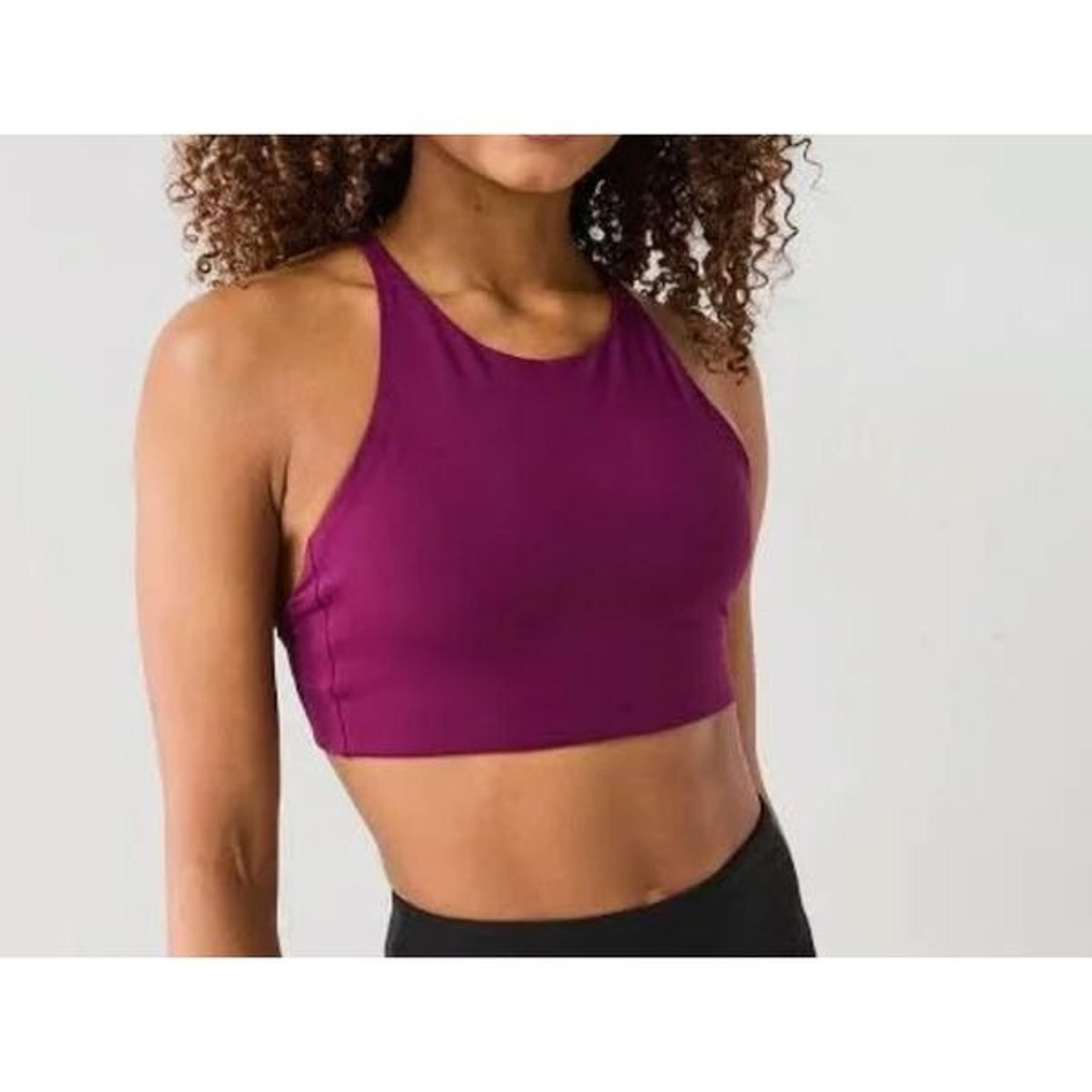 NWT Women's Topanga Halter Sports Bra Crop Top Plum Small - Girlfriend Collective