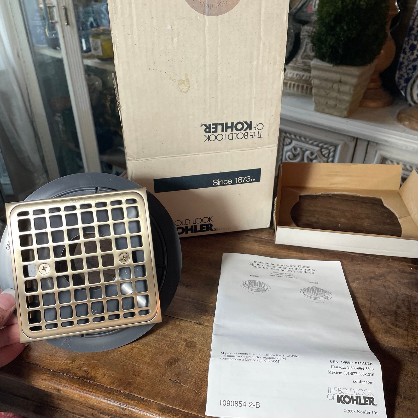 Kohler Square shower drain vibrant polished bronze new in box 9136