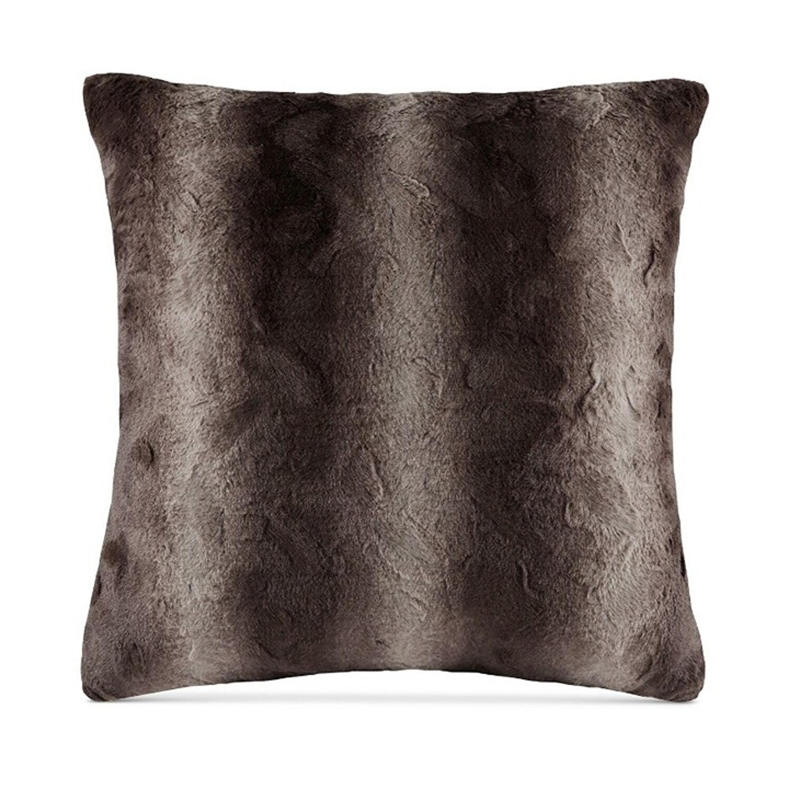 Madison Park Zuri Square Decorative Pillow Faux Fur Chocolate Brown 20 X 20