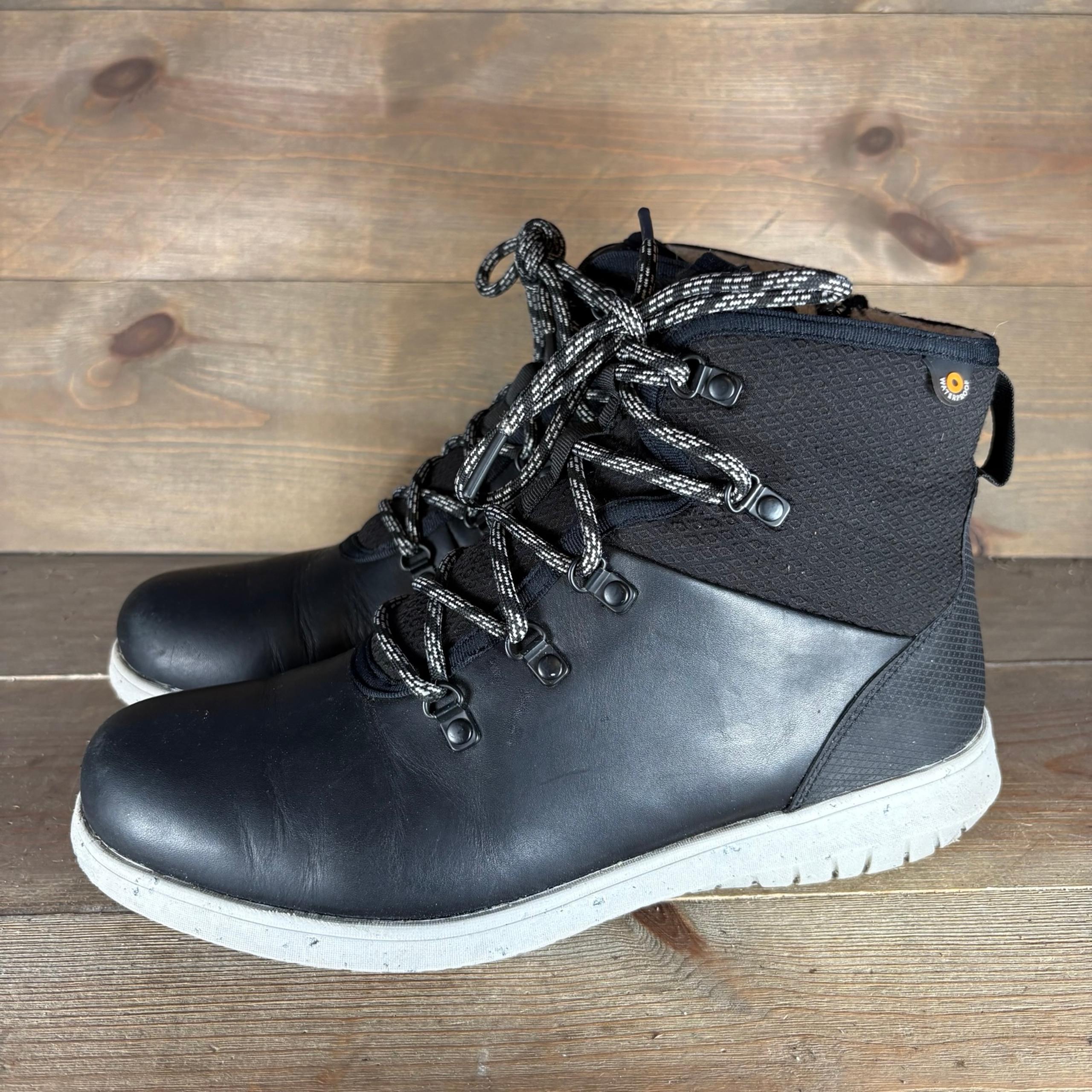 bogs juniper womens size 9.5 shoes black leather insulated fur waterproof boots