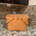 Longaberger large picnic basket w/ protector and wood riser excellent condition