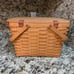 Longaberger large picnic basket w/ protector and wood riser excellent condition