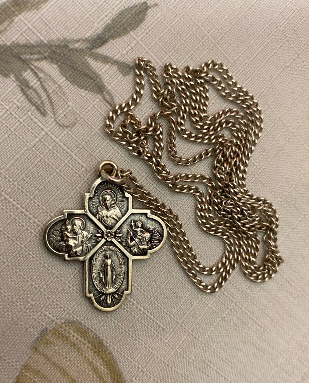 Sterling Silver Cross 4 Way Pendant - French Art Nouveau Style - Sacred Jeweller
