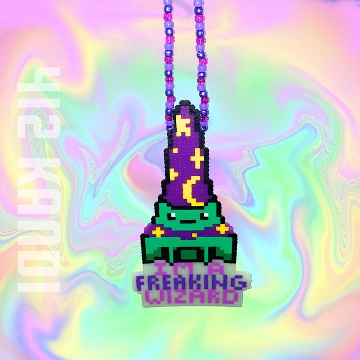 Subtronics Im A Freaking Wizard Perler Kandi Necklace