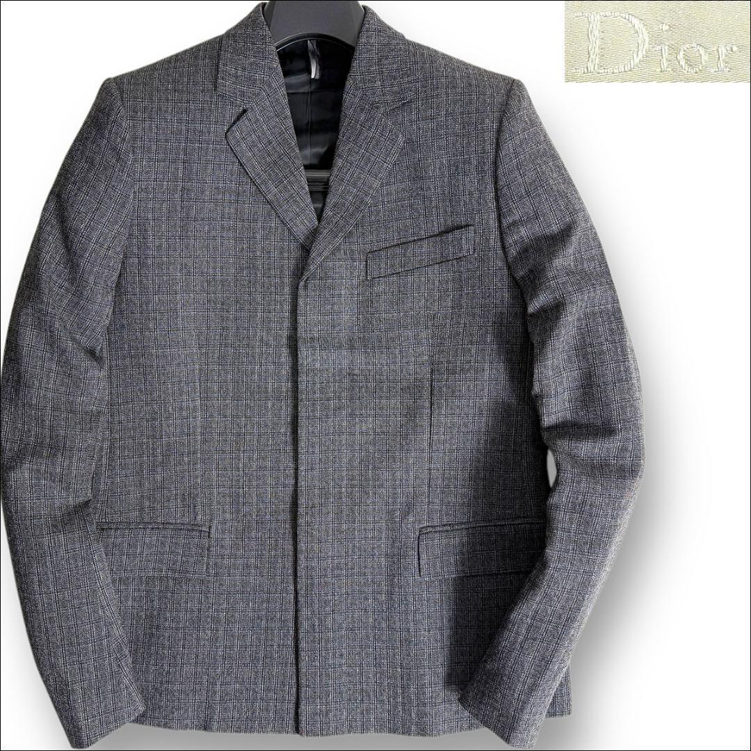 Excellent Condition Dior Homme 07AW Check Pattern Hidden Placket Tube Jacket Size 44
